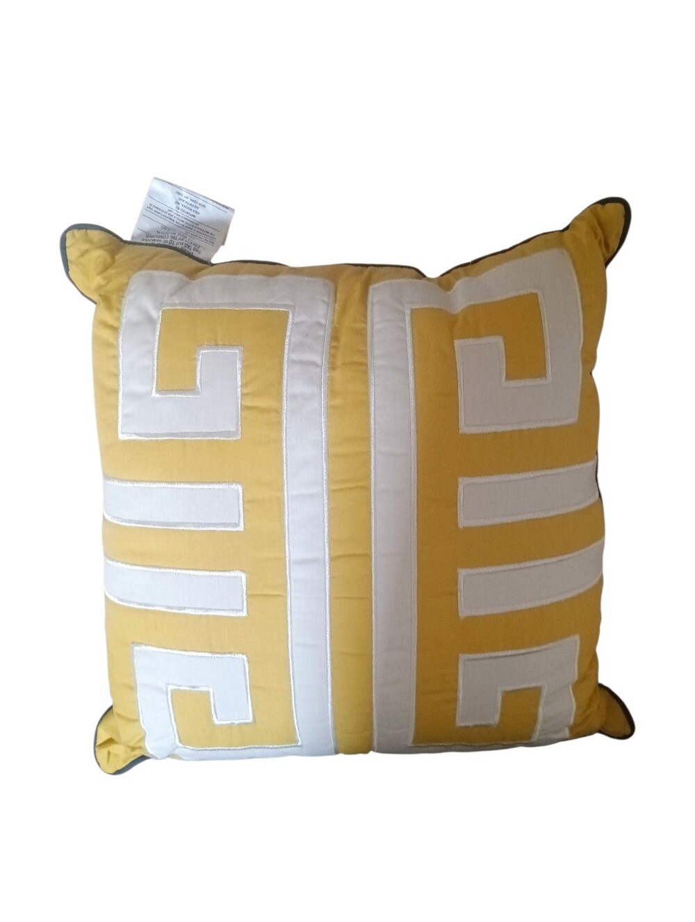 16X16 Yellow And White  Greek Key Maze Accent Throw Pillow  New